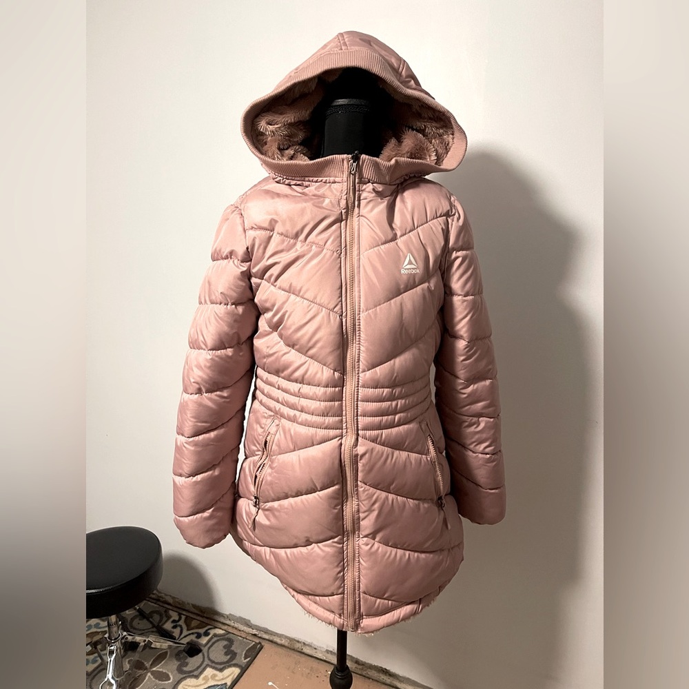 Reebok reversible fur puffer coat large